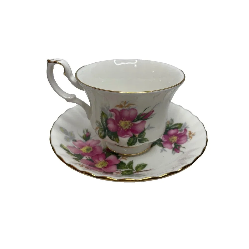 Royal Albert Prairie Rose Bone China Tea Cup & Saucer England Pink Floral